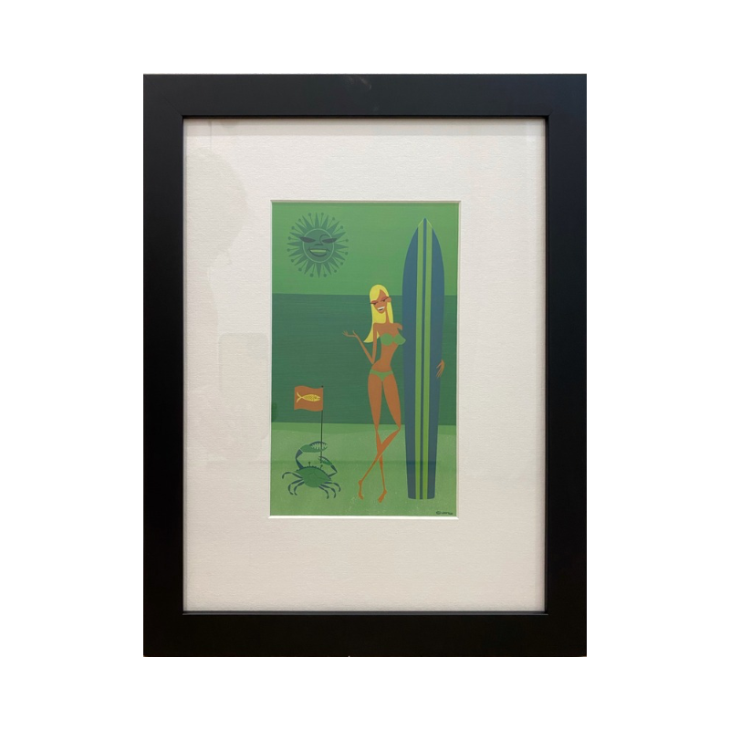 Green sun framed print