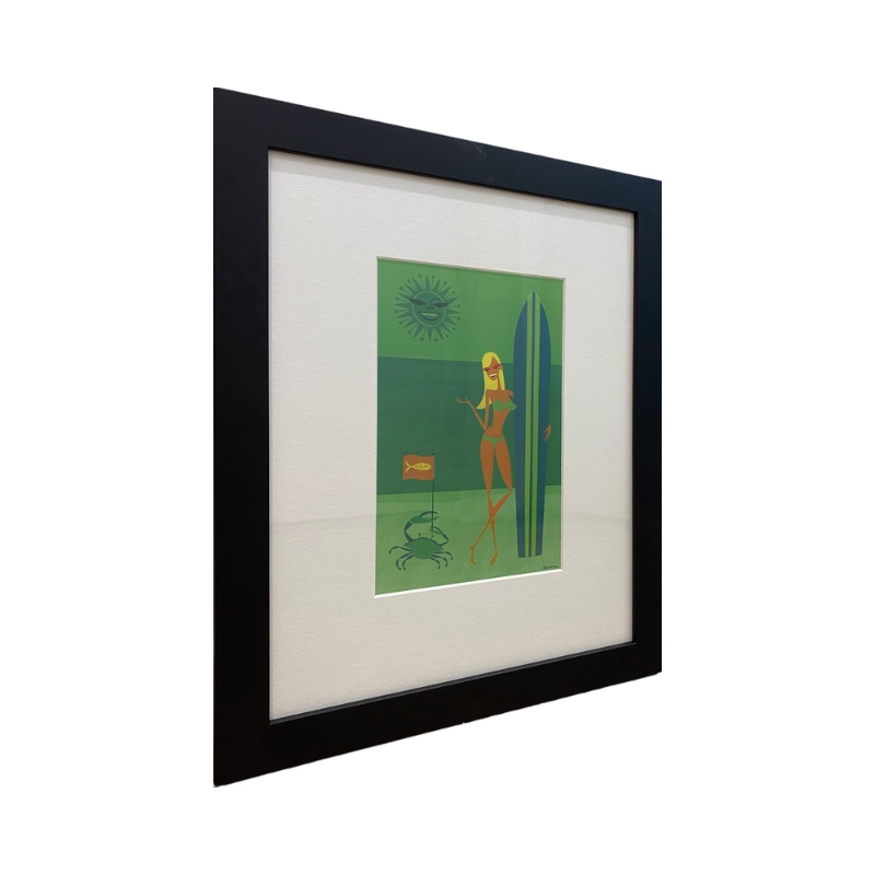 Green sun framed print